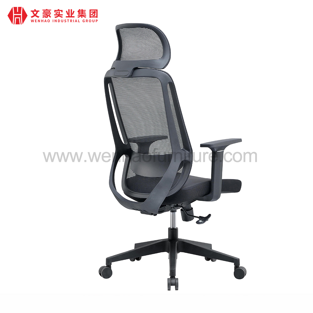 كرسي مكتب مريح شبكي عالي الظهر دوار وكرسي تنفيذي مع مسند رأس قابل للتعديل